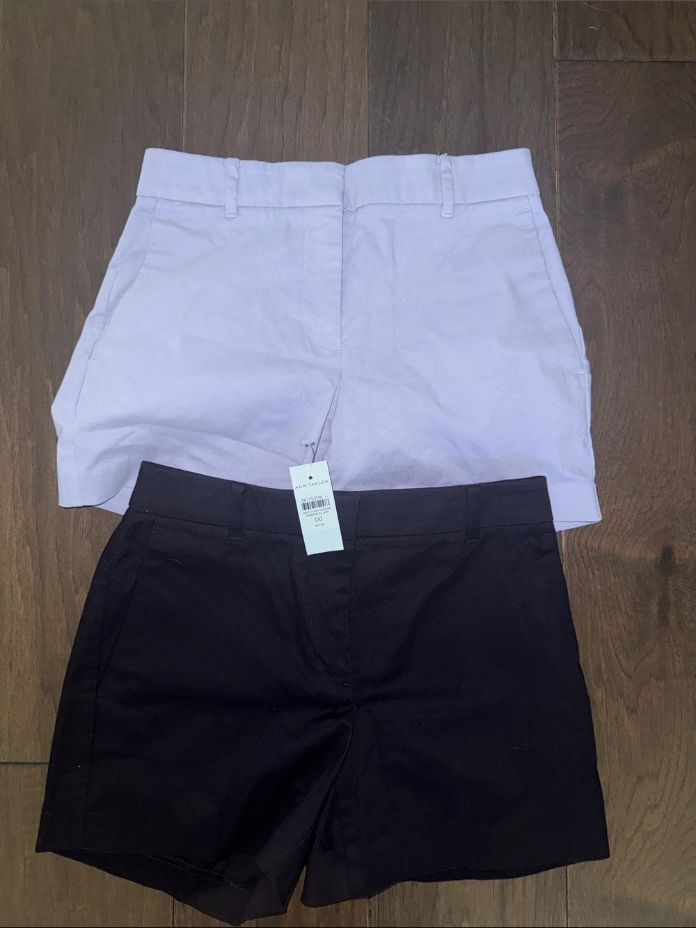 Ann Taylor Two-Pack Tailored Shorts in Black and Light Blue Color